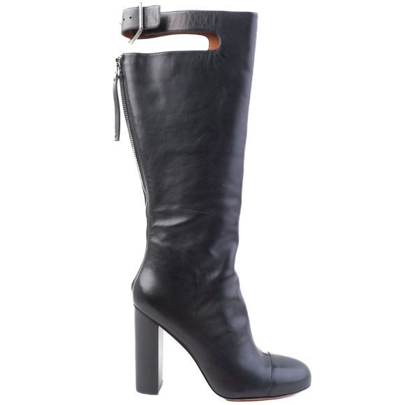 Perfect Marc Jacobs Black Leather Knee-High High-Heeled Boots Size 38 - Picture 1 of 7